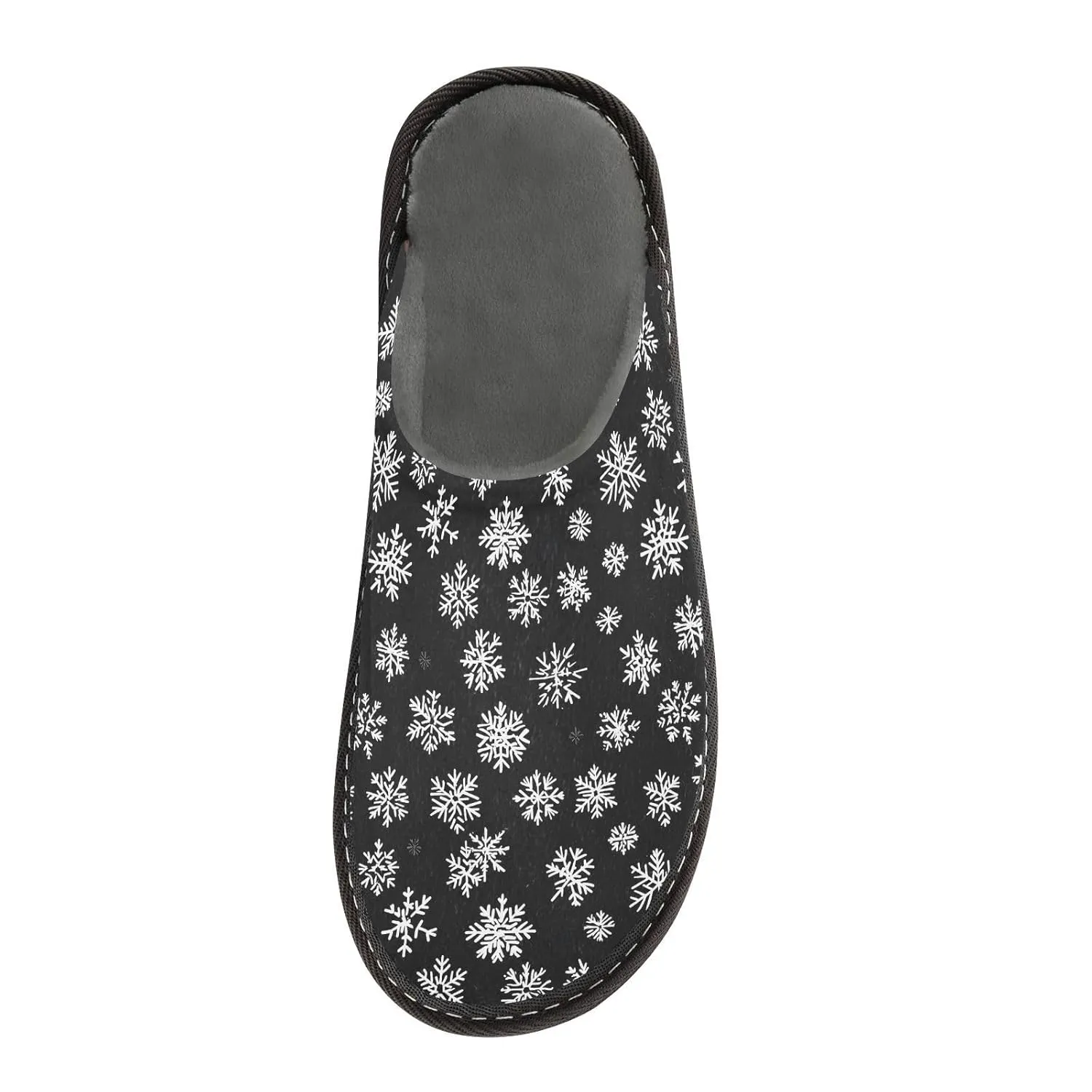 ALAZA White Black Christmas Snowflake Fuzzy Slippers for Women Men Warm Soft Lightweight Memory Foam House Slippers 4-5