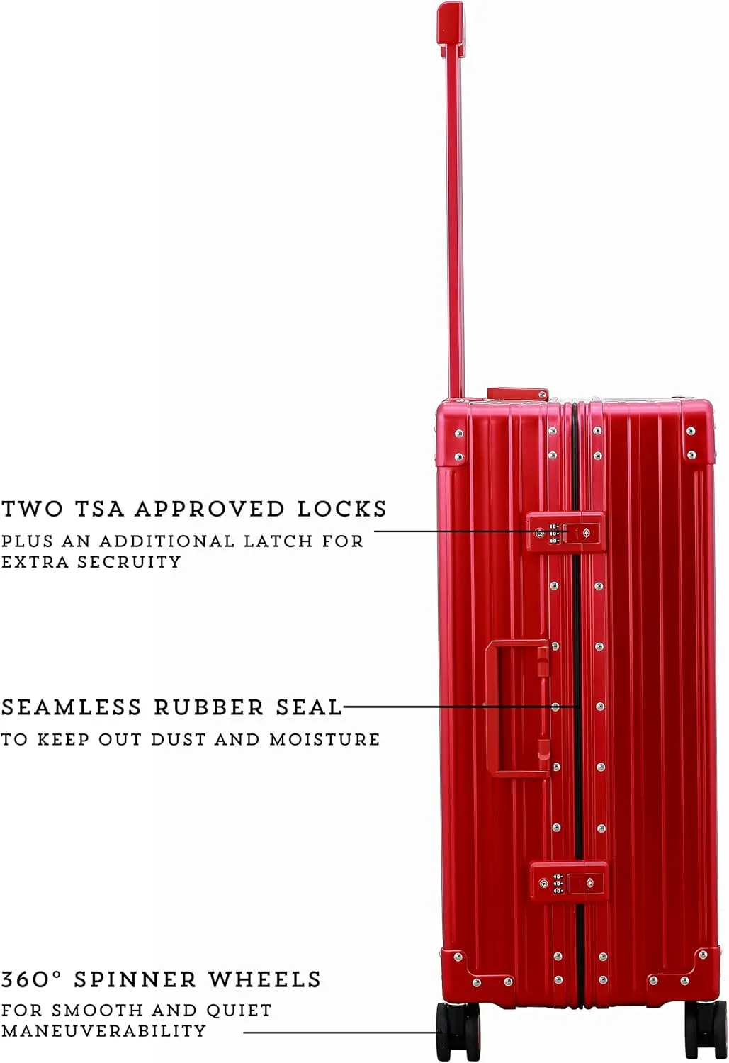Aleon 26" Lightweight Aluminum Carry-On Luggage - Hardside Carry-On Suitcase, TSA Approved, Hard Shell Suitcase for Travel, Airline Approved Hard Spinner Wheels Luggage (Ruby)