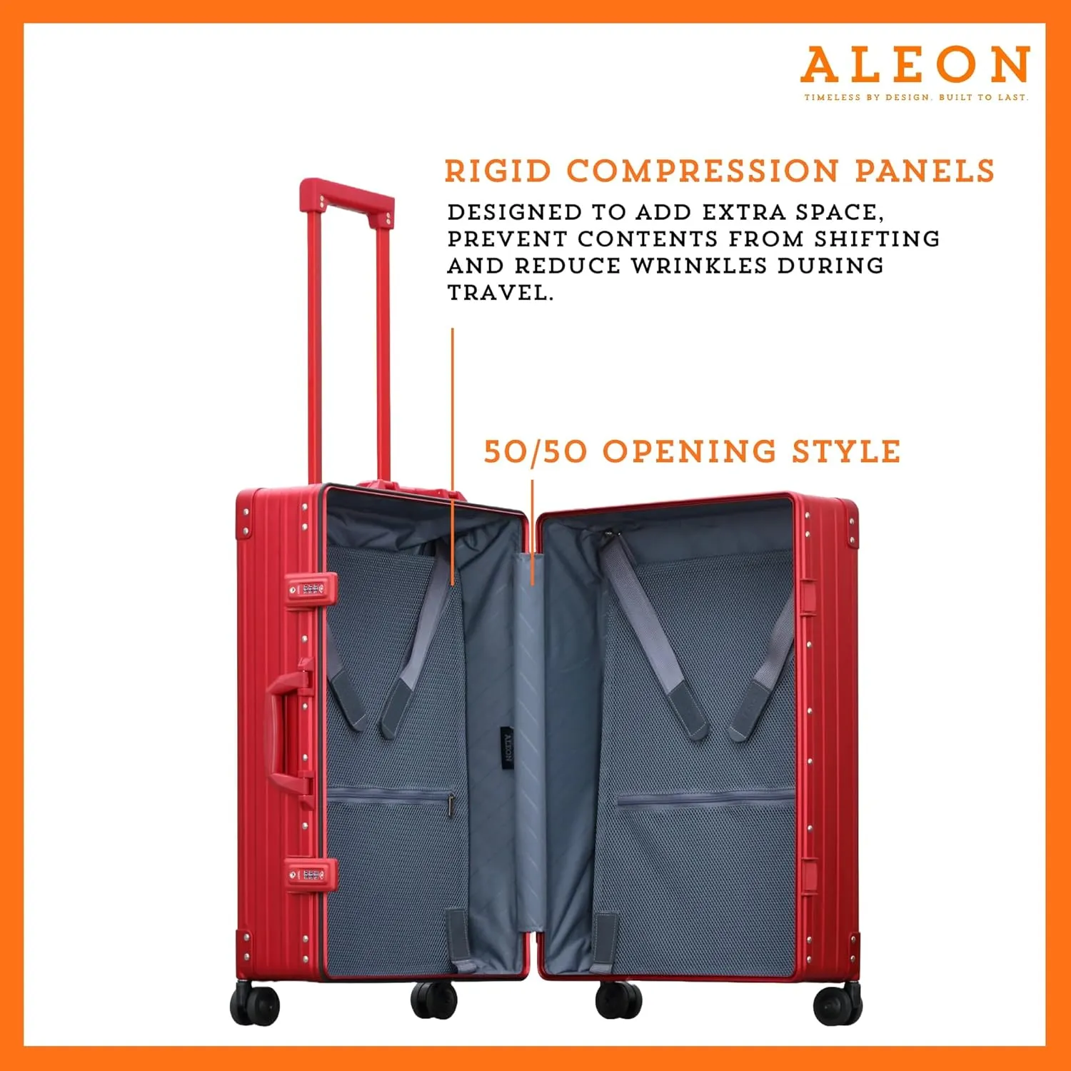All Aluminum Lightwieght 26" Carry-On Luggage - Hardside Carry-On Suitcase, TSA Approved, Hard Shell Suitcase for Travel, Airline Approved Hard Spinner Wheels Luggage (Ruby)