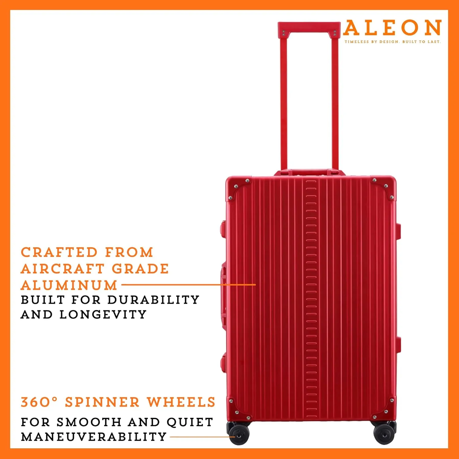 All Aluminum Lightwieght 26" Carry-On Luggage - Hardside Carry-On Suitcase, TSA Approved, Hard Shell Suitcase for Travel, Airline Approved Hard Spinner Wheels Luggage (Ruby)