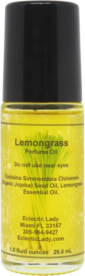 All Natural Lemongrass Perfume Oil, 1.0 Oz Portable Roll-On Fragrance with Long-Lasting Scent, Delightful Essential Oils and Jojoba Oil For Daily Use