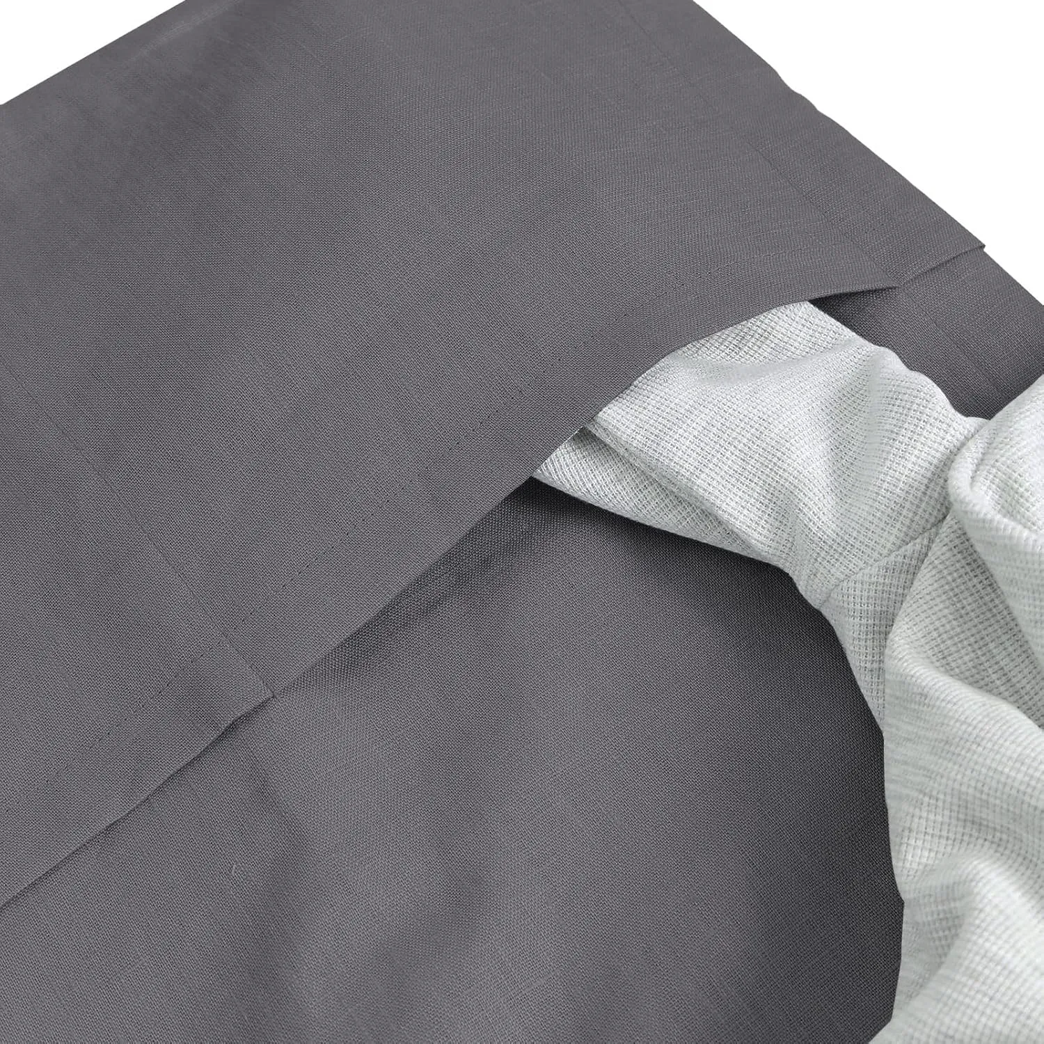 Amazhiyu Pure Linen Over The Door Laundry Hanging Hamper Bag with Bottom Zipper and Pockets Grey