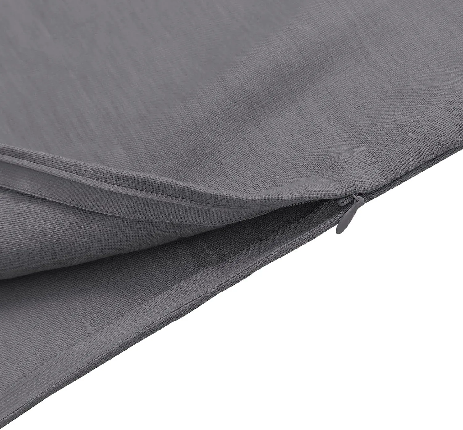 Amazhiyu Pure Linen Over The Door Laundry Hanging Hamper Bag with Bottom Zipper and Pockets Grey