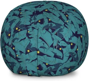 Ambesonne Botanical Storage Toy Bag Chair, Woodland and Fireflies Leafy Plants Forest Foliage Interpretation, Stuffed Animal Organizer Washable Bag, Large Size, Indigo Pastel Yellow Teal