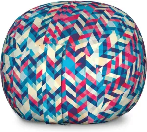 Ambesonne Chevron Storage Toy Bag Chair, Zigzag Pattern Downward Parallel Lines Hipster Bohemian Style Grunge Illustration, Stuffed Animal Organizer Washable Bag, Large Size, Multicolor