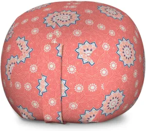 Ambesonne Moroccan Storage Toy Bag Chair, Floral Framework Faded Leaf Ornaments Old Fashioned Blossoms, Stuffed Animal Organizer Washable Bag, Large Size, Coral Peach Blue