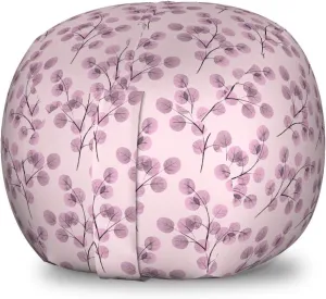 Ambesonne Watercolor Storage Toy Bag Chair, Interpretation of Floral Elements on Branches Rosy Blossoms, Stuffed Animal Organizer Washable Bag, Small Size, Rose Pink