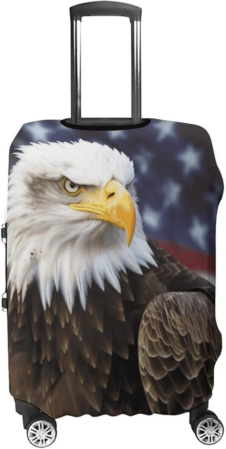 American Bald Eagle Luggage Cover Protector - Travel Suitcase Sleeve with Dual-Sided Prints, Universal Fit 18-32 Inch, Washable Anti-Scratch Travel Baggage Cover XL
