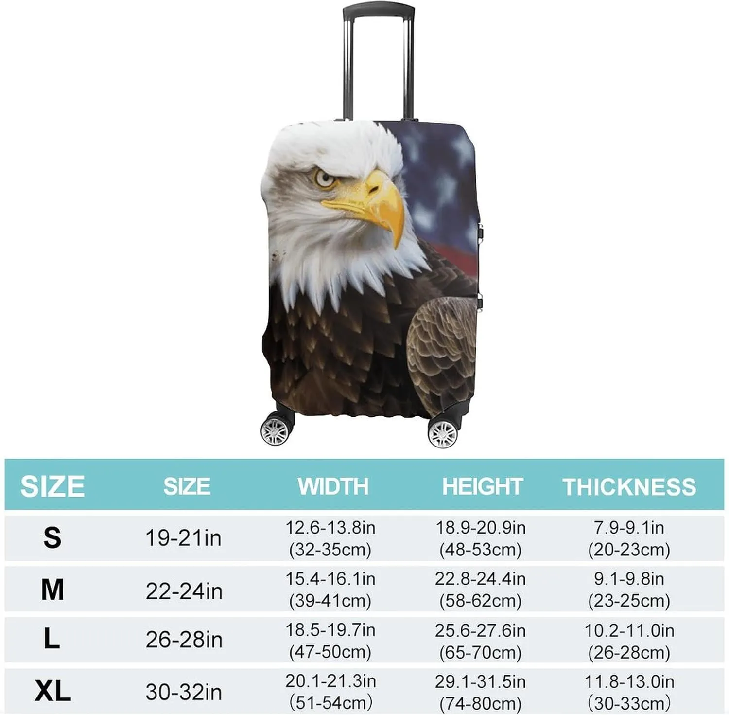 American Bald Eagle Luggage Cover Protector - Travel Suitcase Sleeve with Dual-Sided Prints, Universal Fit 18-32 Inch, Washable Anti-Scratch Travel Baggage Cover XL