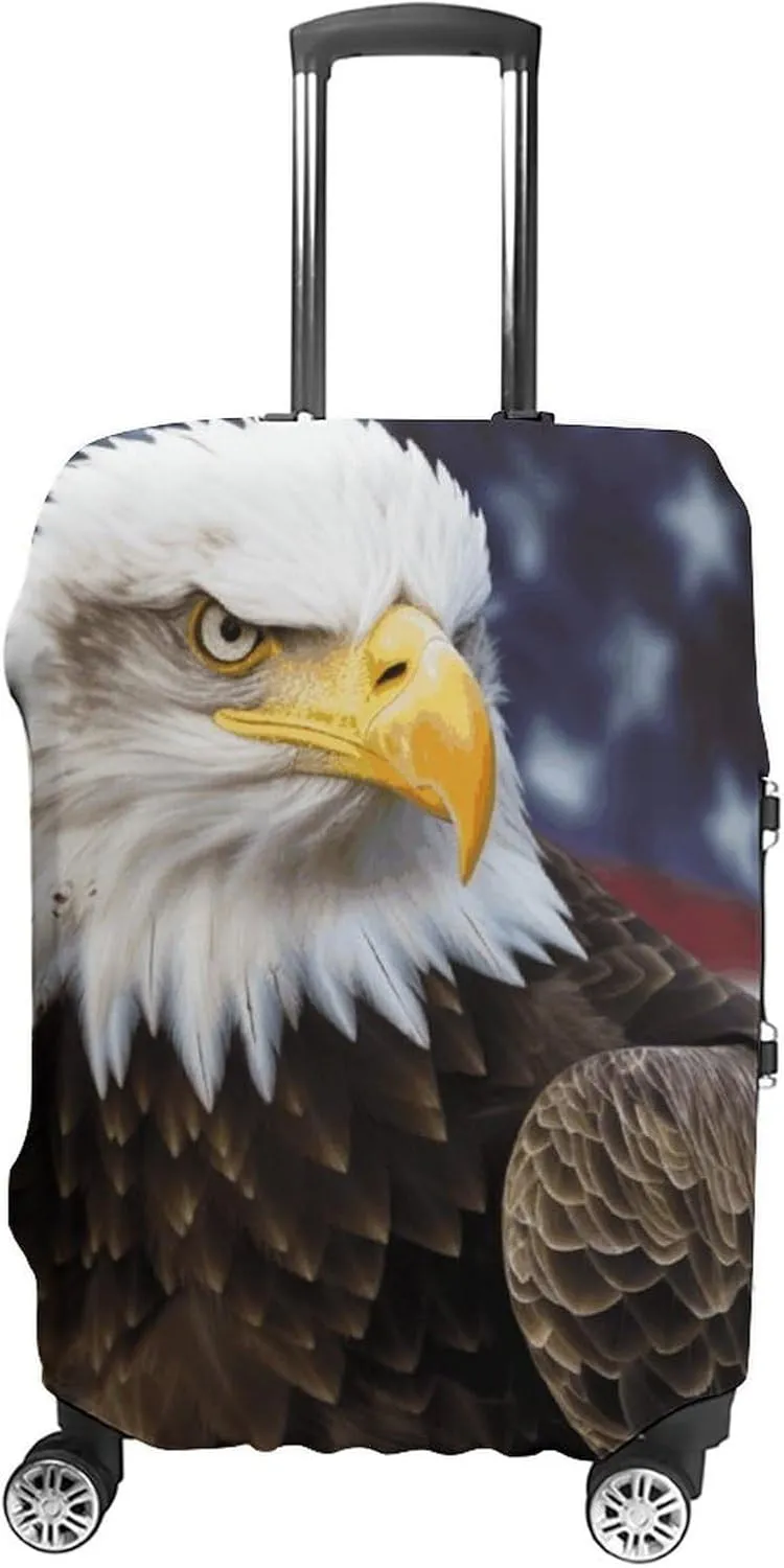 American Bald Eagle Luggage Cover Protector - Travel Suitcase Sleeve with Dual-Sided Prints, Universal Fit 18-32 Inch, Washable Anti-Scratch Travel Baggage Cover XL