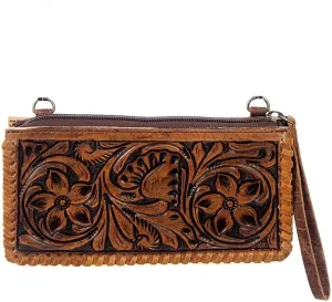 American Darling ADBG535BR Wallet Hand Tooled Genuine Leather Women Bag Western Handbag Purse