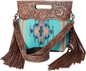 American Darling ADBGS146A Clutch Hand Tooled Hair On Genuine Leather Women Bag Western Handbag Purse