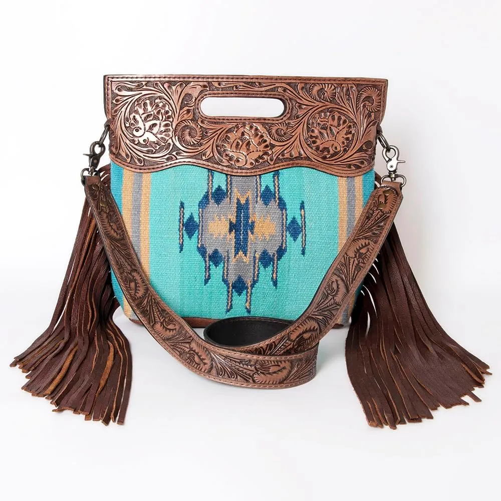 American Darling ADBGS146A Clutch Hand Tooled Hair On Genuine Leather Women Bag Western Handbag Purse