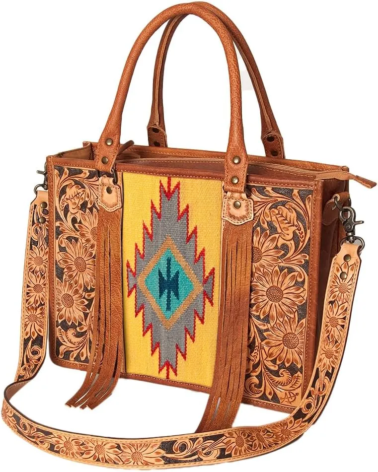 American Darling Briefcase Hand Tooled Saddle Blanket Genuine Leather Western Women Bag Handbag | Briefcase Bag | Briefcase for Women | Cute Briefcase Bag | Laptop Briefcase Bag