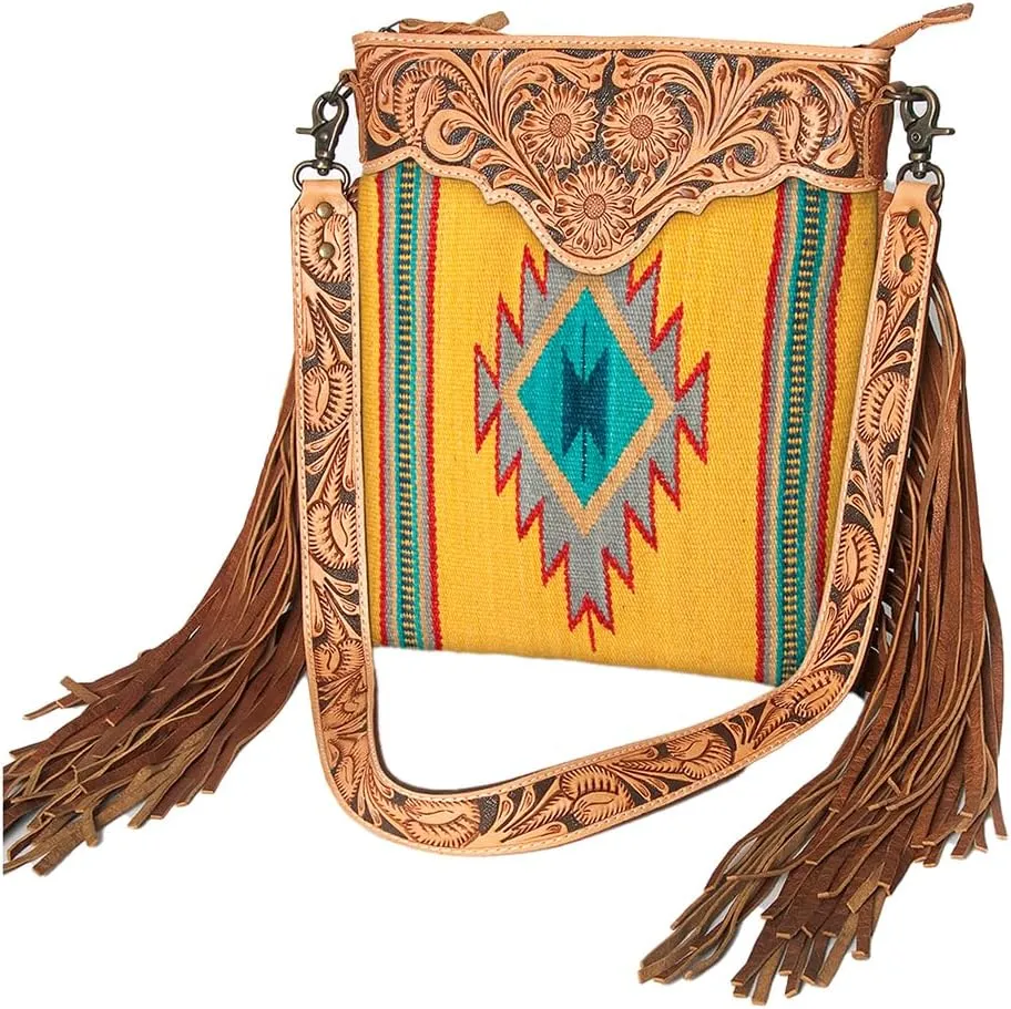 American Darling Cross Body Hand Tooled Saddle Blanket Genuine Leather Women Bag Western Handbag Purse