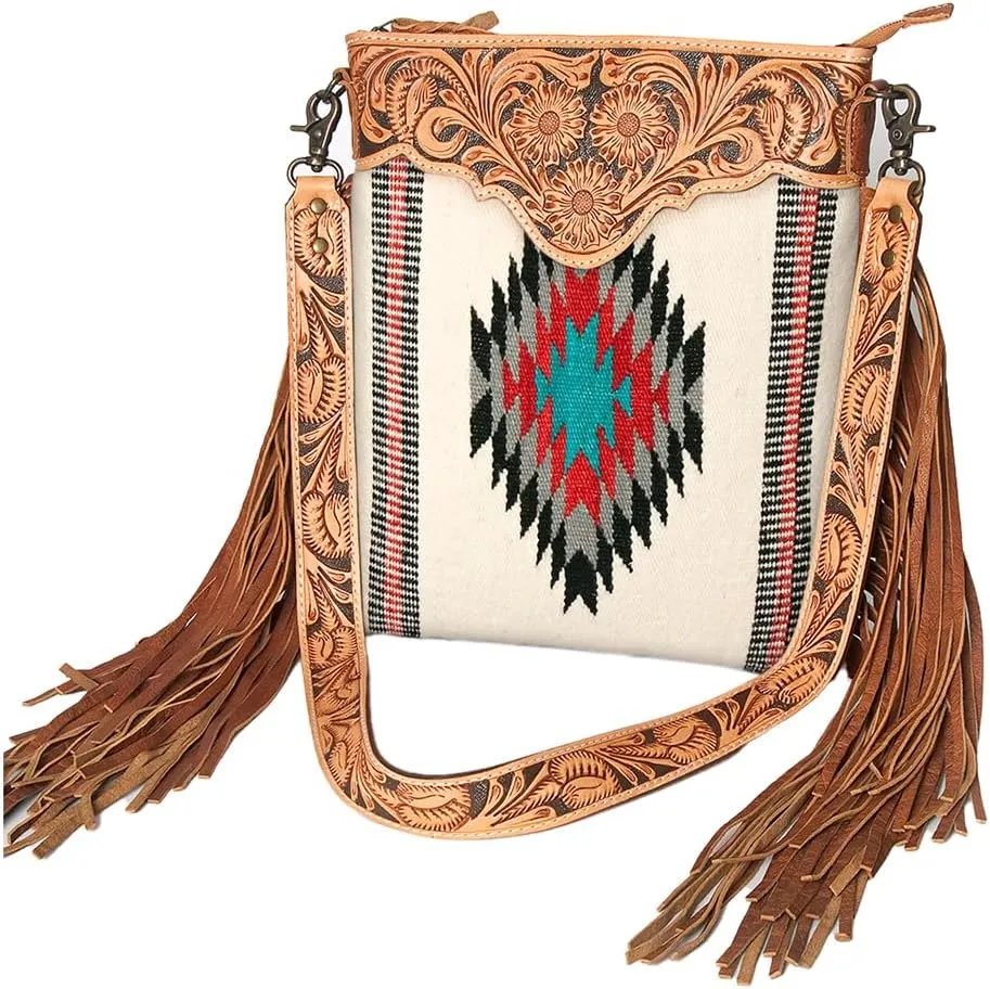 American Darling Cross Body Hand Tooled Saddle Blanket Genuine Leather Women Bag Western Handbag Purse
