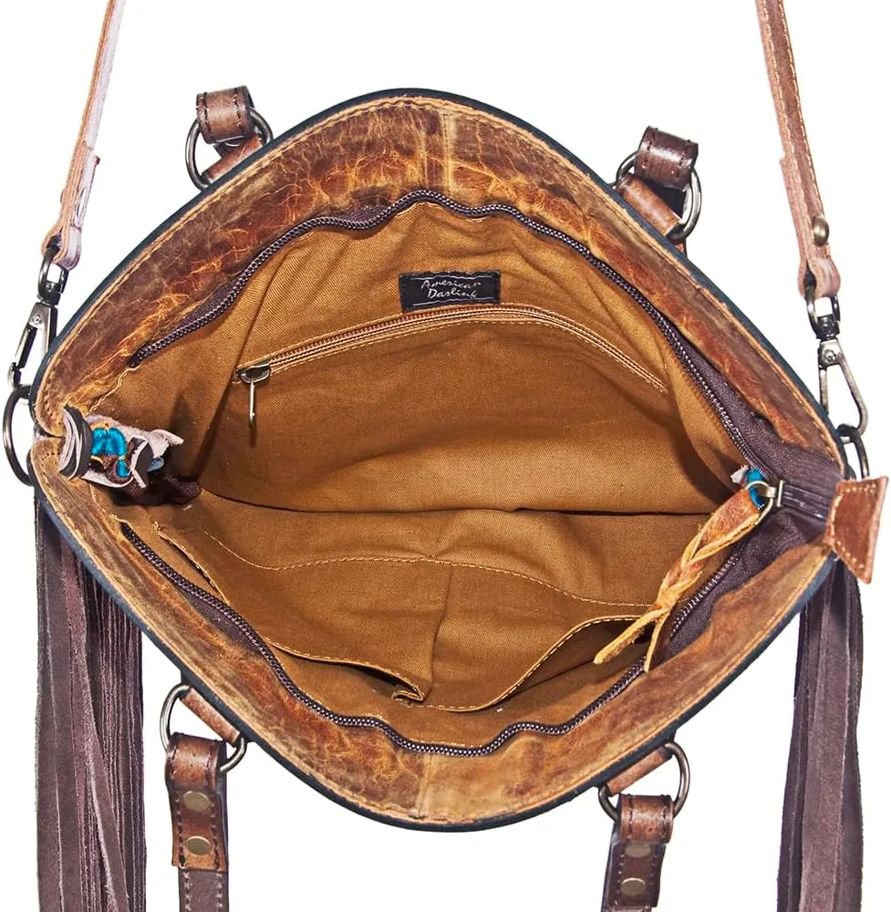 American Darling Cross Body I Hand Tooled Hair-On Genuine Leather Women Bag Western Handbag Purse