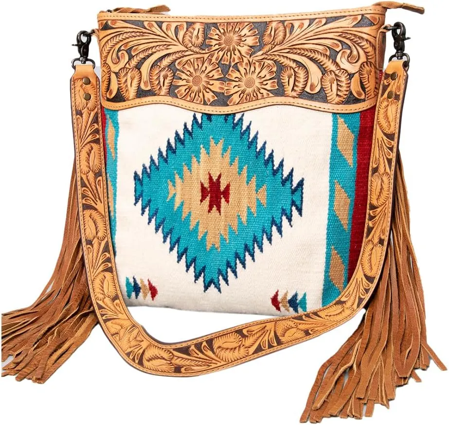 American Darling Signature Crossbody Hand Tooled Saddle Blanket Genuine Leather Western Women Bag Handbag Purse | Crossbody Bag for Women | Cute Crossbody Bag | Crossbody Purse