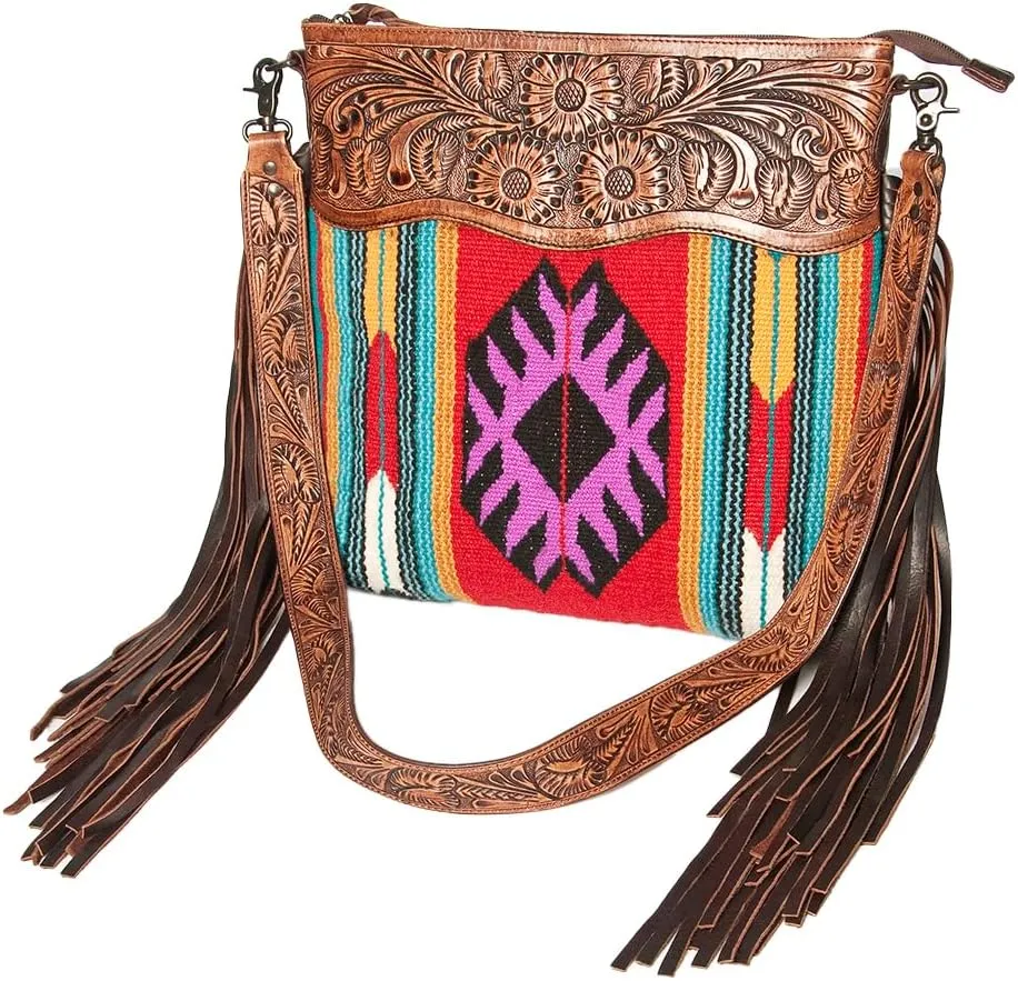 American Darling Signature Crossbody Hand Tooled Saddle Blanket Genuine Leather Western Women Bag Handbag Purse | Crossbody Bag for Women | Cute Crossbody Bag | Crossbody Purse