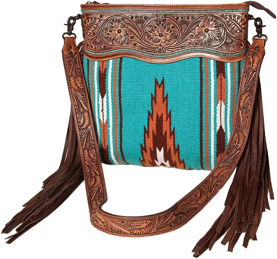 American Darling Signature Crossbody Hand Tooled Saddle Blanket Genuine Leather Western Women Bag Handbag Purse | Crossbody Bag for Women | Cute Crossbody Bag | Crossbody Purse
