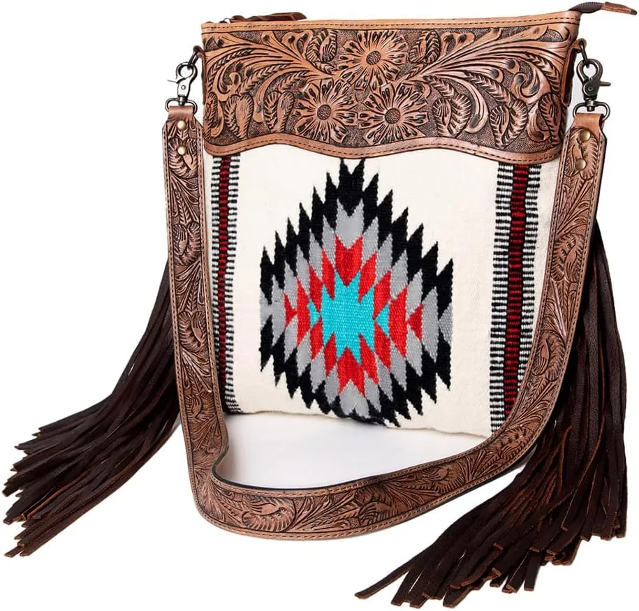 American Darling Signature Crossbody Hand Tooled Saddle Blanket Genuine Leather Women Bag Western Handbag Purse