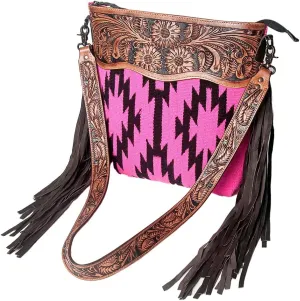 American Darling Signature Crossbody Hand Tooled Saddle Blanket Genuine Leather Women Bag Western Handbag Purse