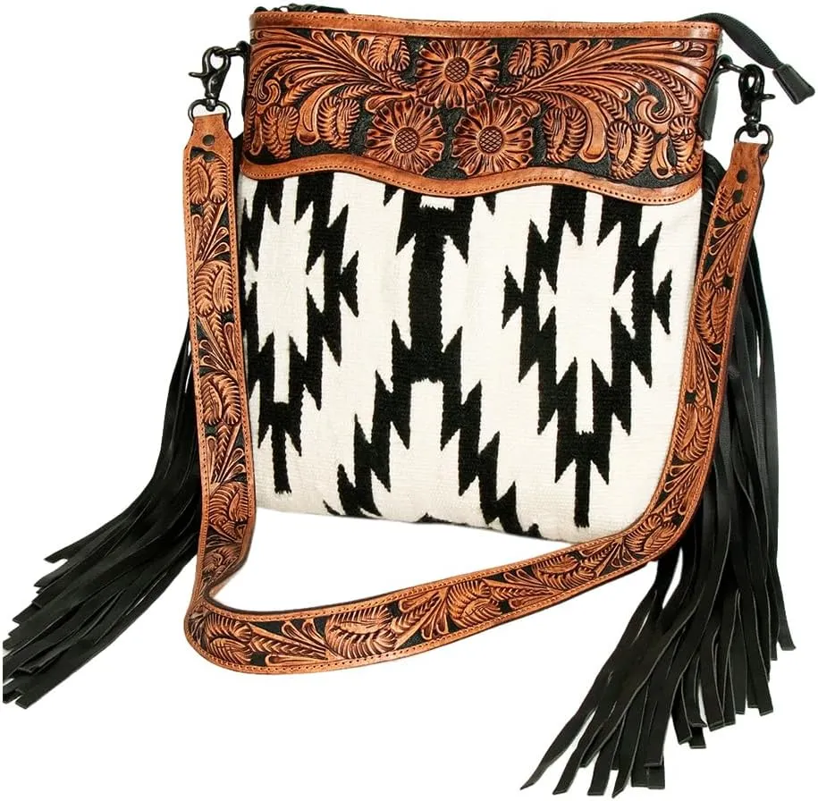 American Darling Signature Crossbody Hand Tooled Saddle Blanket Genuine Leather Women Bag Western Handbag Purse