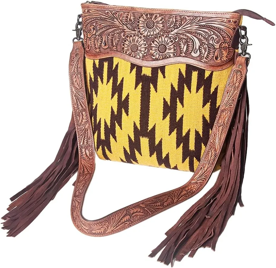 American Darling Signature Crossbody Hand Tooled Saddle Blanket Genuine Leather Women Bag Western Handbag Purse