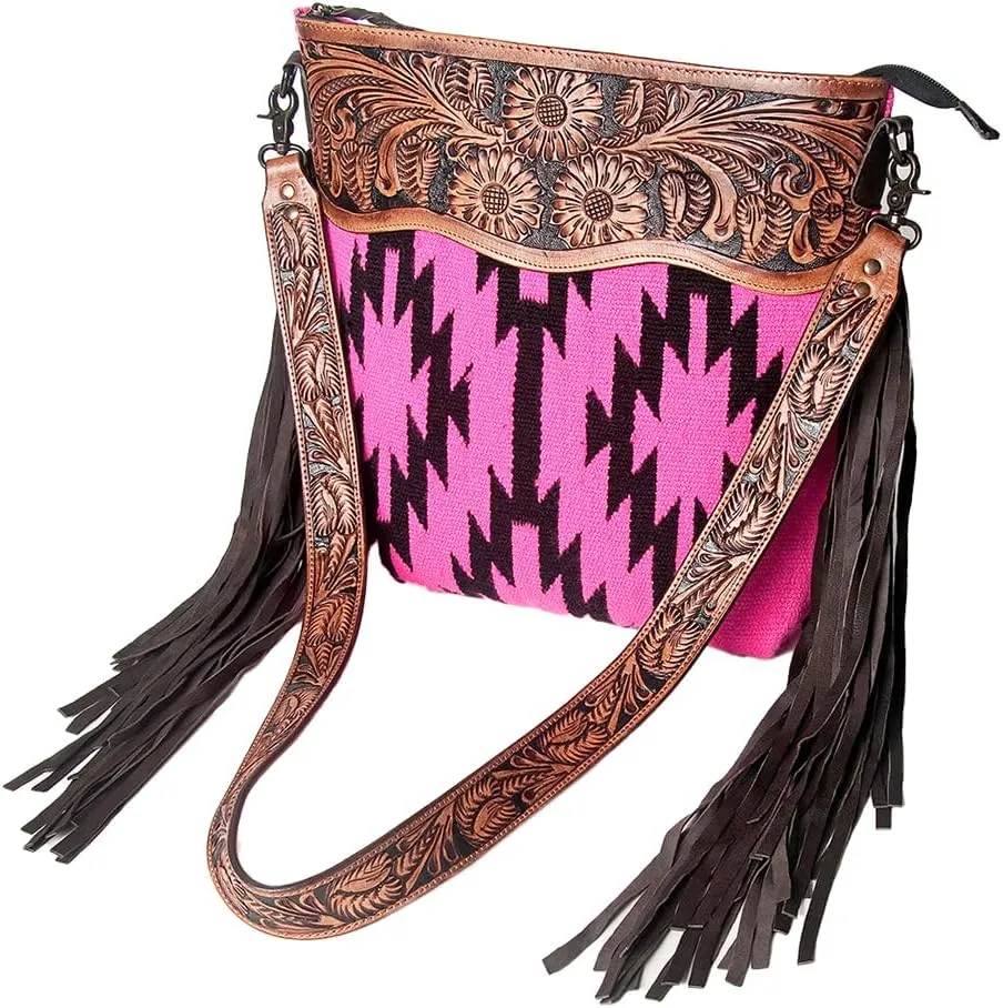 American Darling Signature Crossbody Hand Tooled Saddle Blanket Genuine Leather Women Bag Western Handbag Purse