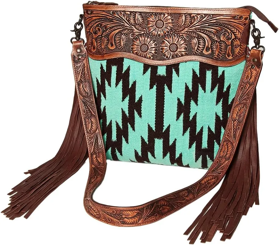 American Darling Signature Crossbody Hand Tooled Saddle Blanket Genuine Leather Women Bag Western Handbag Purse