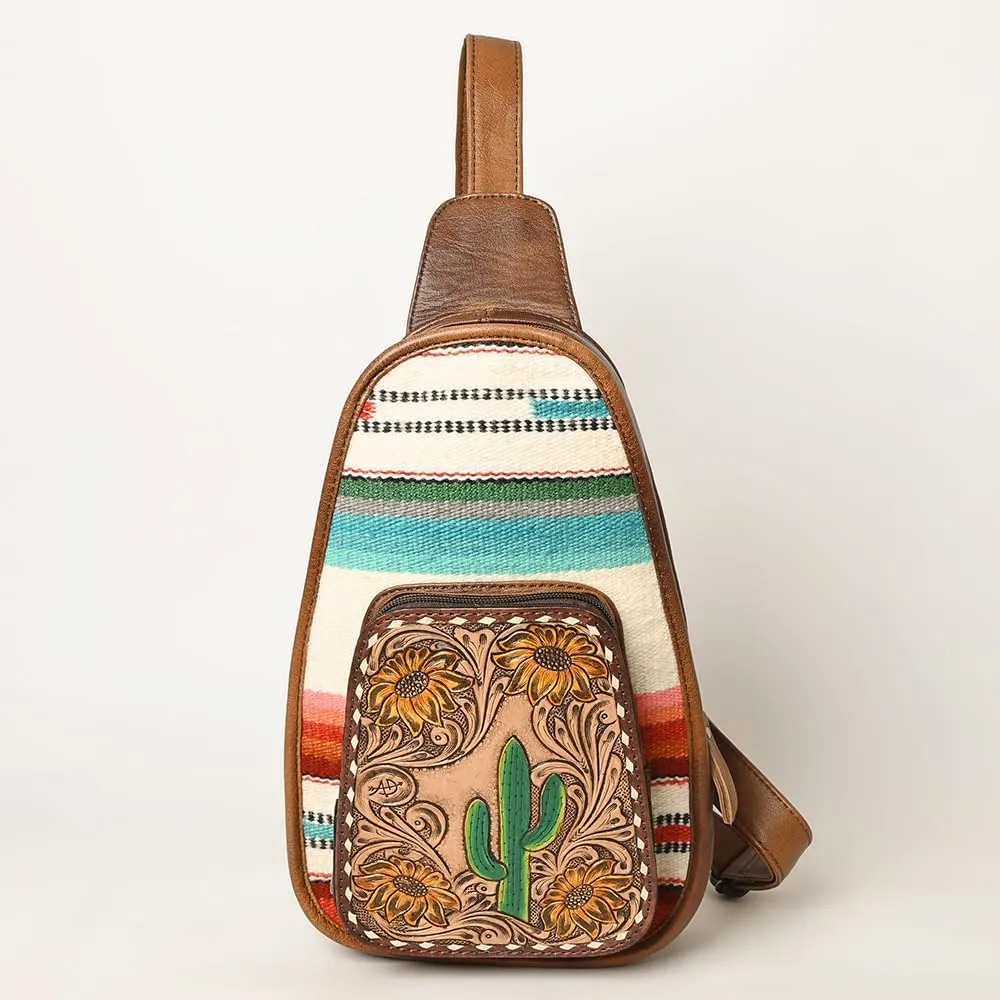 American Darling Sling Hand Tooled Saddle Blanket Genuine Leather Women Bag Western Handbag Purse
