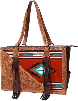 American Darling Tote Hand Tooled Saddle Blanket Genuine Leather Women Bag Western Handbag Purse