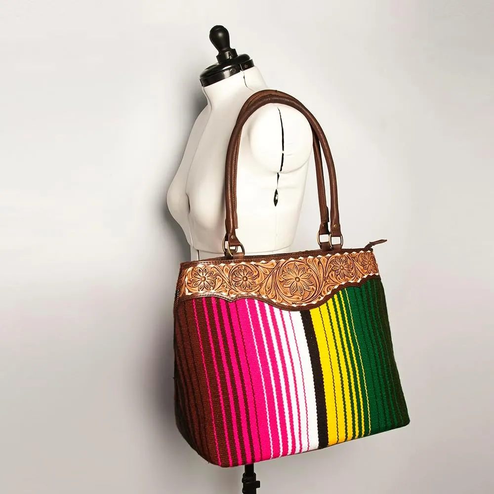 American Darling Tote Hand Tooled Saddle Blanket Genuine Leather Women Bag Western Handbag Purse