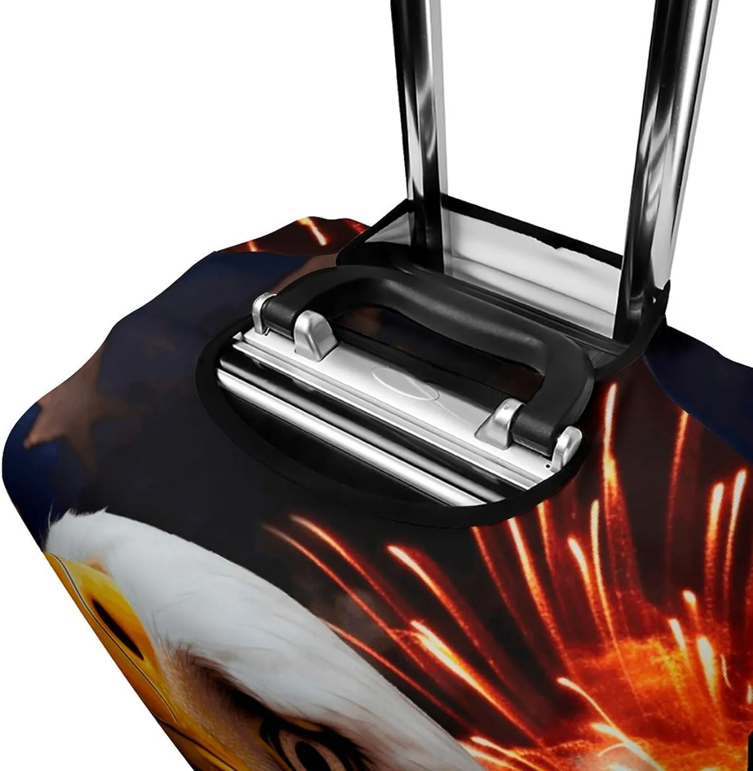 American Flag Fire Eagle Luggage Cover Protector - Travel Suitcase Sleeve with Dual-Sided Prints, Universal Fit 18-32 Inch, Washable Anti-Scratch Travel Baggage Cover XL