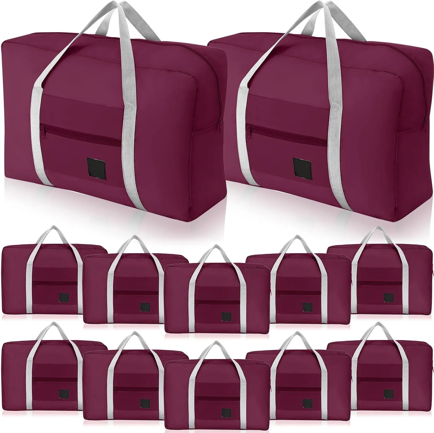 Amylove 12 Pcs Foldable Travel Bags Bulk Foldable Travel Duffel Bags Waterproof Lightweight Carry on for Sports Gym Weekender Outing Overnight(Burgundy)