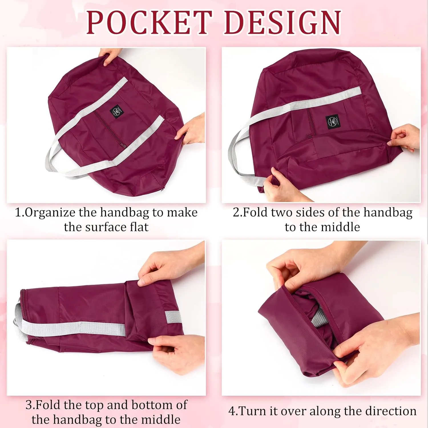 Amylove 12 Pcs Foldable Travel Bags Bulk Foldable Travel Duffel Bags Waterproof Lightweight Carry on for Sports Gym Weekender Outing Overnight(Burgundy)