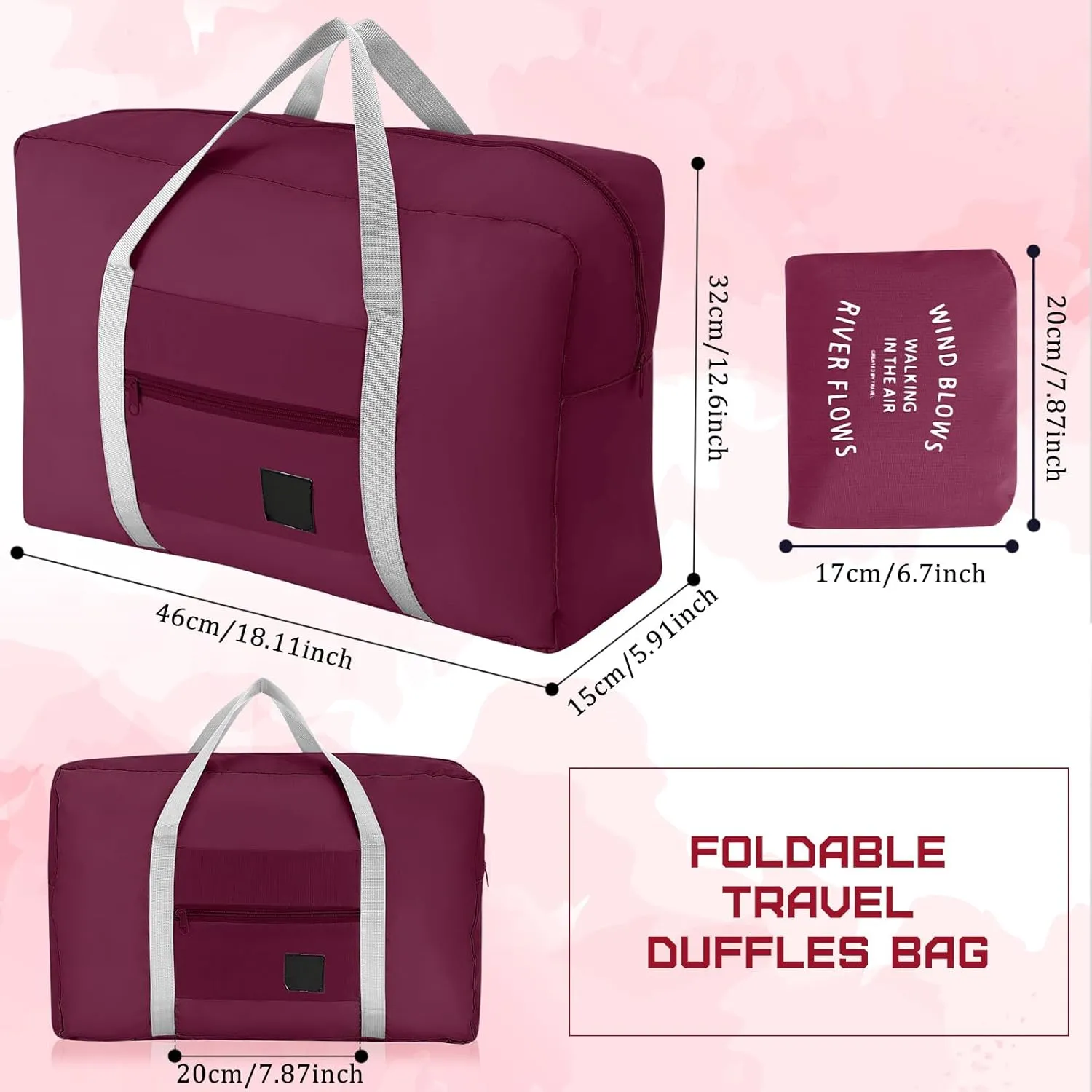 Amylove 12 Pcs Foldable Travel Bags Bulk Foldable Travel Duffel Bags Waterproof Lightweight Carry on for Sports Gym Weekender Outing Overnight(Burgundy)