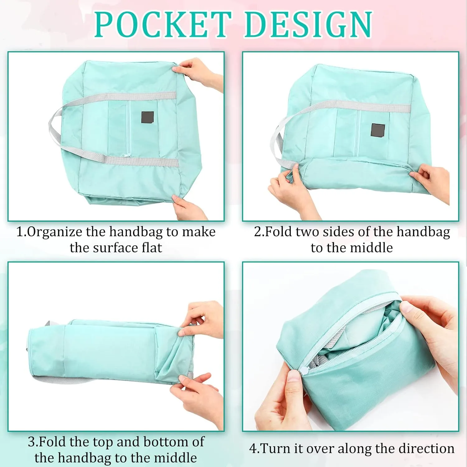 Amylove 12 Pcs Foldable Travel Bags Bulk Foldable Travel Duffel Bags Waterproof Lightweight Carry on for Sports Gym Weekender Outing Overnight(Light Pink, Light Blue)