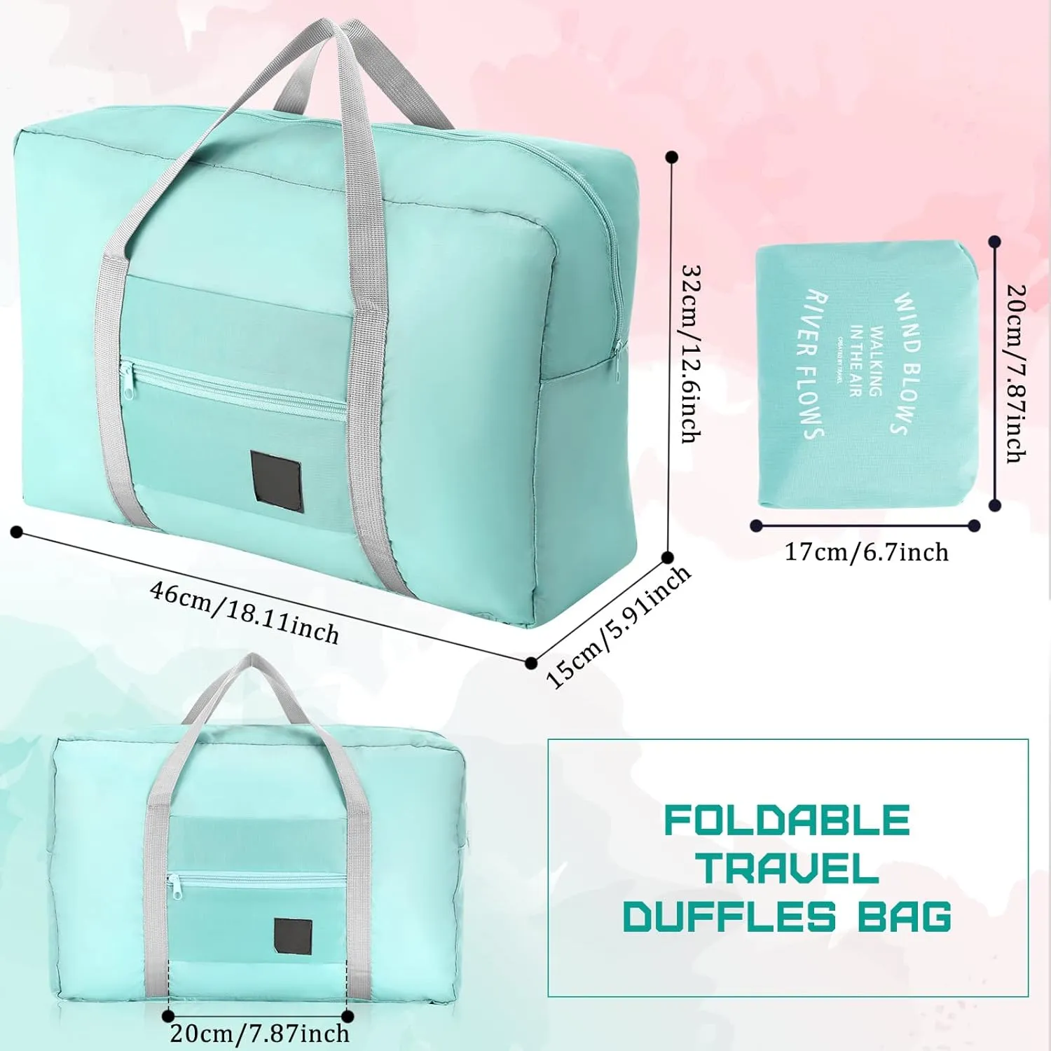 Amylove 12 Pcs Foldable Travel Bags Bulk Foldable Travel Duffel Bags Waterproof Lightweight Carry on for Sports Gym Weekender Outing Overnight(Light Pink, Light Blue)