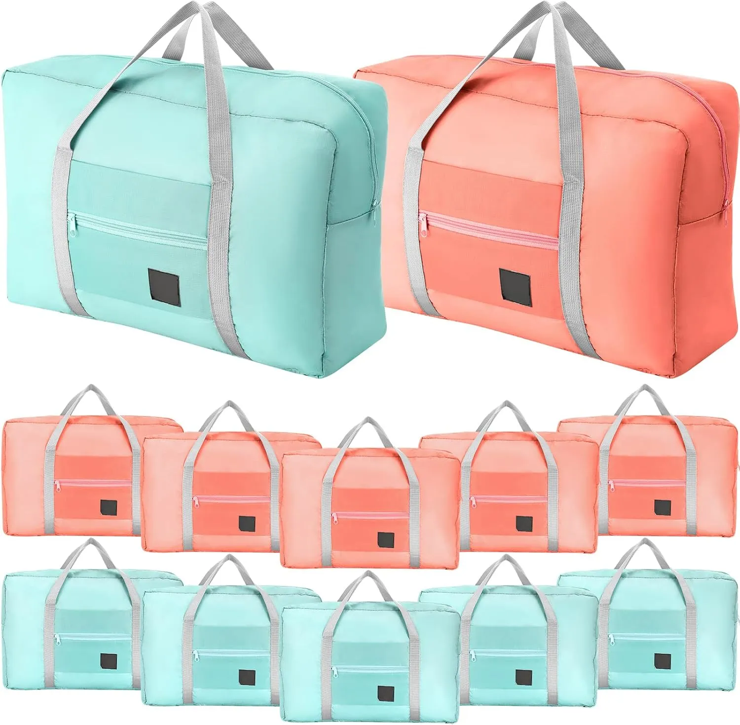 Amylove 12 Pcs Foldable Travel Bags Bulk Foldable Travel Duffel Bags Waterproof Lightweight Carry on for Sports Gym Weekender Outing Overnight(Light Pink, Light Blue)