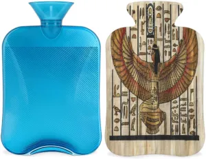 Ancient Religion Egyptian Parchment Hot Water Bottle with Cover,Vintage Egypt 2L Hot Water Bag for Hot Bottle Water Bag for Hand Feet Warmer,Neck,Shoulder Pain Relief,Menstrual Cramps