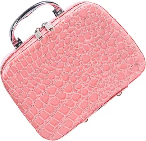 Angoily Bag Storage Mirrorpink Pu Portable Travel Pouch with Makeup Cosmetic Multifunction Tote, Pink, medium