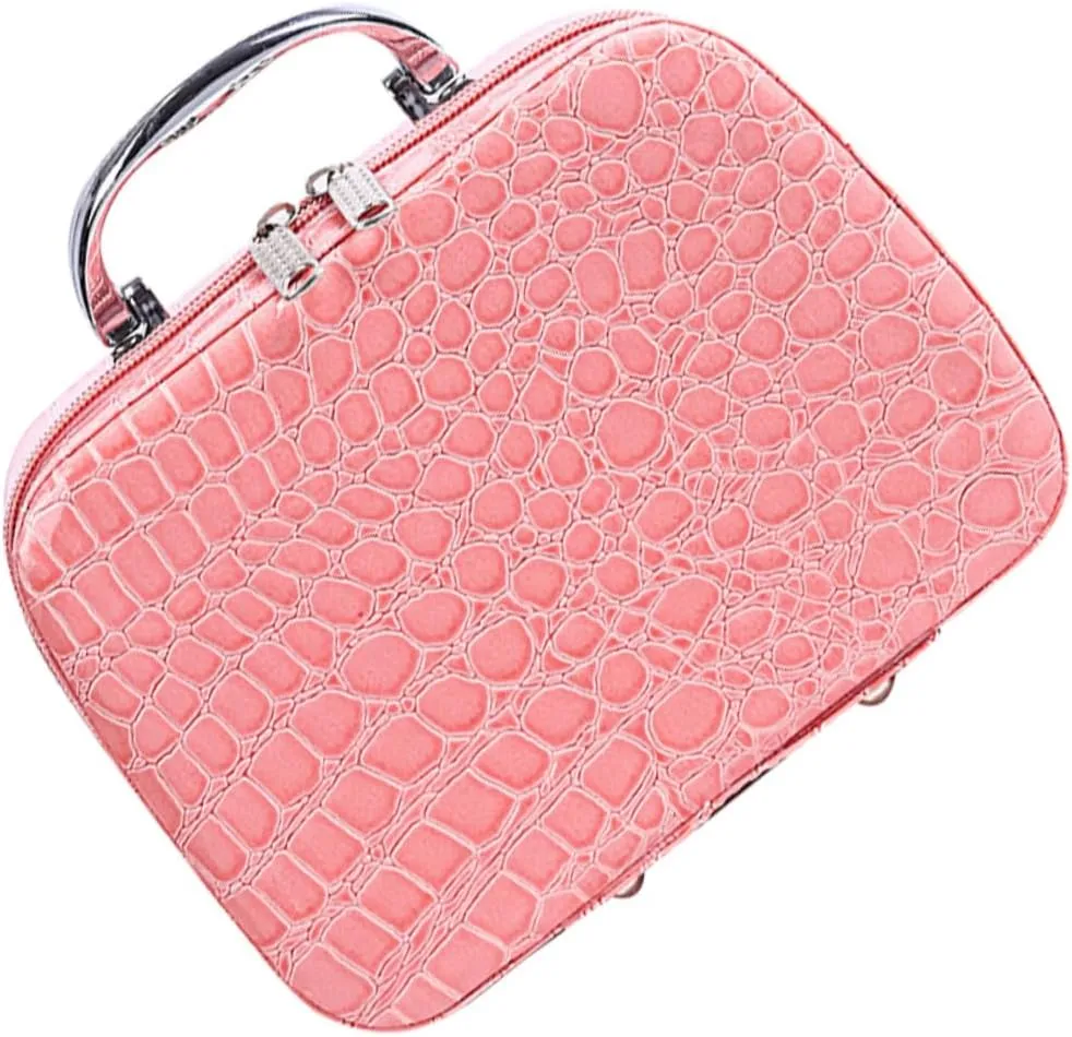 Angoily Bag Storage Mirrorpink Pu Portable Travel Pouch with Makeup Cosmetic Multifunction Tote, Pink, medium