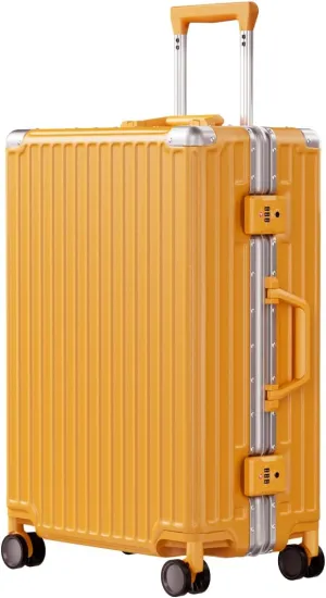 AnyZip Luggage PC ABS Aluminum Frame Zipperless Checked Luggage Hard Shell Suitcase with TSA Lock Double Spinner Wheels 24 Inch Orange