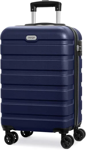 AnyZip Luggage PC ABS Hardside Lightweight Suitcase with 4 Universal Wheels TSA Lock Carry-On 20 Inch Dark Blue