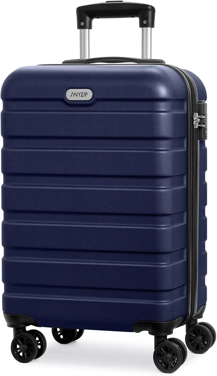 AnyZip Luggage PC ABS Hardside Lightweight Suitcase with 4 Universal Wheels TSA Lock Carry-On 20 Inch Dark Blue