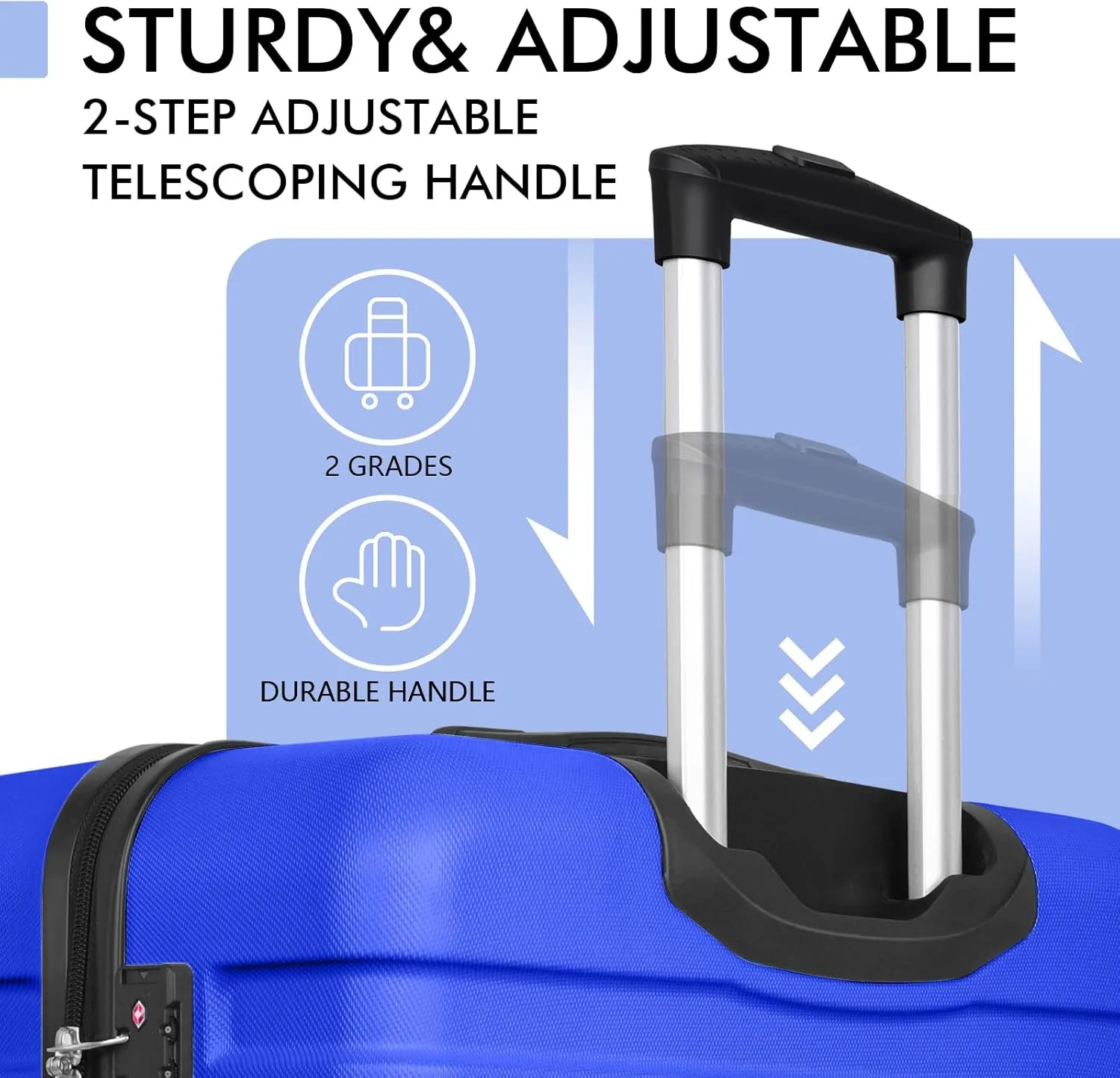 AnyZip Luggage PC ABS Hardside Lightweight Suitcase with 4 Universal Wheels TSA Lock Checked-Medium 24 Inch Blue