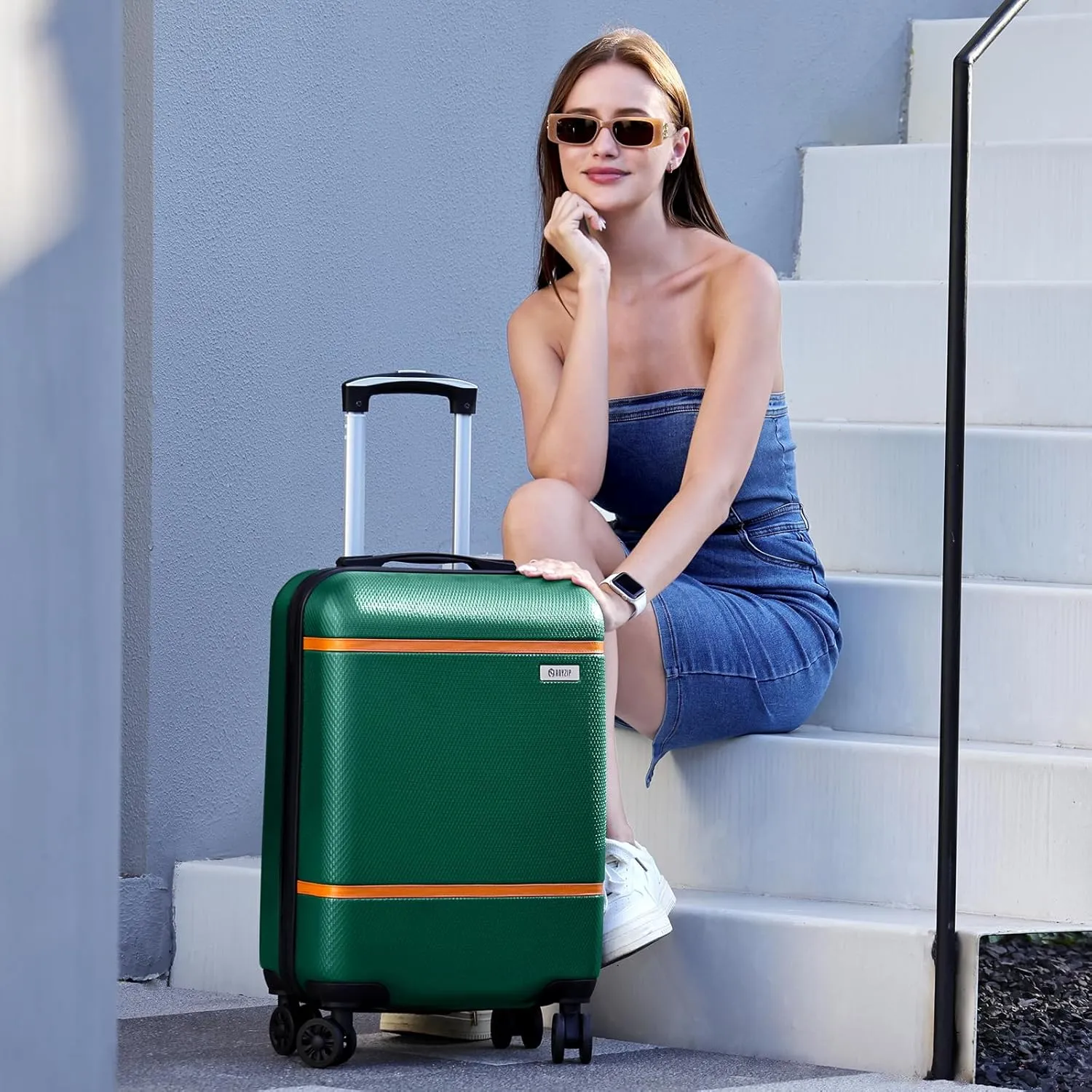 AnyZip Luggage Sets 3 Piece ABS PC Hardside Lightweight Suitcase with Spinner Wheels TSA Lock Carry on 20 24 28 Inch Dark Green