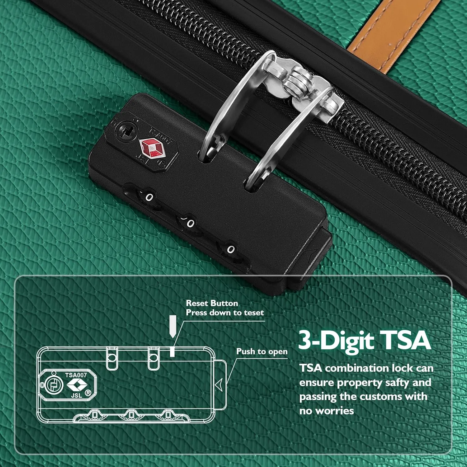 AnyZip Luggage Sets 3 Piece ABS PC Hardside Lightweight Suitcase with Spinner Wheels TSA Lock Carry on 20 24 28 Inch Dark Green