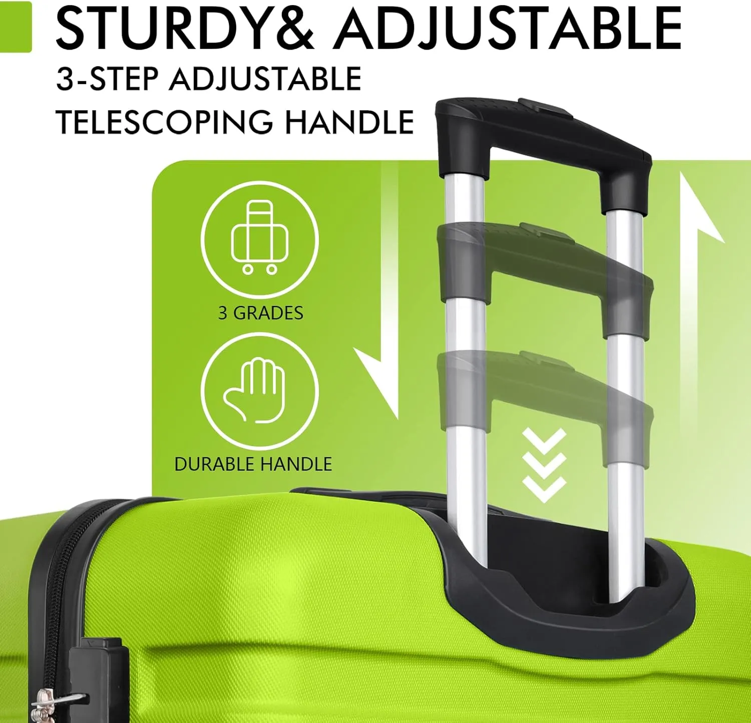 AnyZip Luggage Sets 3 Piece PC ABS Hardside Lightweight Suitcase with 4 Universal Wheels TSA Lock Carry On 20 24 28 Inch Apple Green